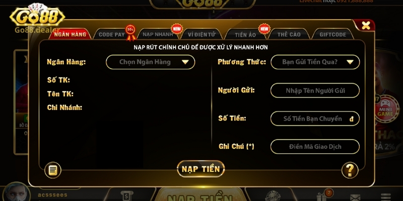 7 hình thức giao dịch nạp/rút tiền linh hoạt tại cổng game 